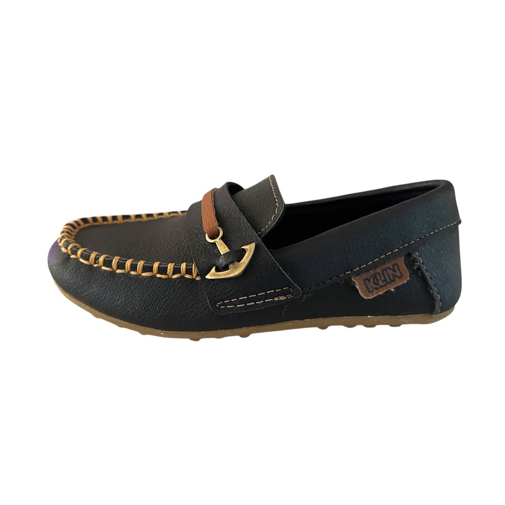 NEW Boys Black Loafers Size 10T Kids Anatômico Anchor Detail Moccasins‎ Shoes